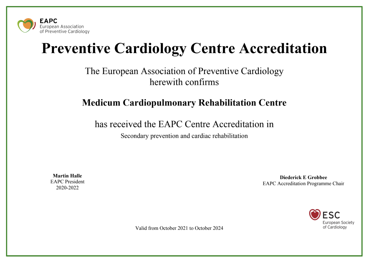 Medicum Preventative Cardiology Centre Accreditation